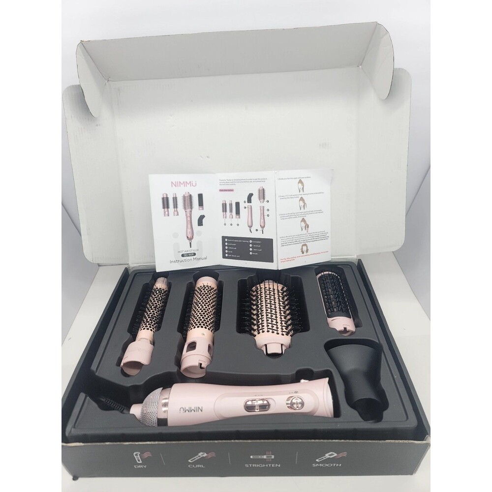 Nimmu Hot Air Blow Dryer Brush Set, 5-in-1 for Curling, Straightening, Blowouts